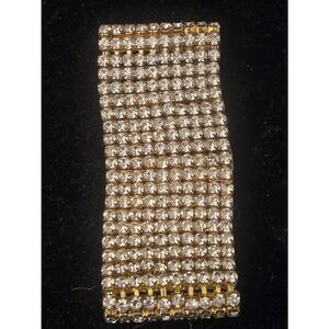 Women's 9" White Rhinestone Gold Tone Band Bracelet